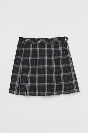 Pleated monochrome Black checked plaid - Ladies | H&M US