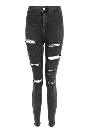 Washed Black Super Ripped Joni Jeans | Topshop