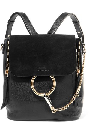 CHLOÉ Faye small textured-leather and suede backpack