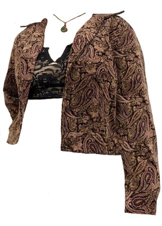 brown crop top paisley print jacket vintage