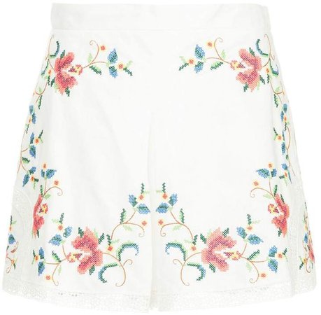 embroidered floral shorts