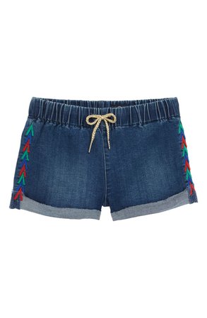 AG The Nellie Embroidered Pull-On Denim Shorts (Big Girls) | Nordstrom