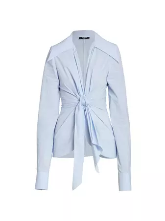 Shop Balmain Mini Vichy Popline Knotted Shirt | Saks Fifth Avenue