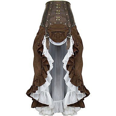 Steampunk Petticoat Hoop Skirt Women's Sequins Rivet Costume Coffee Vintage Cosplay Chiffon Cotton 7003760 2019 – $74.99