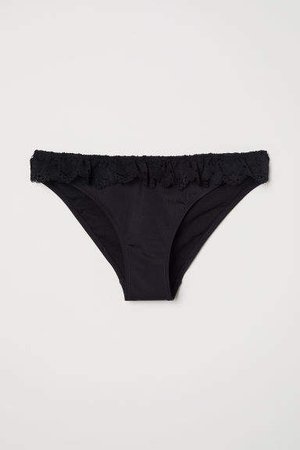 Bikini Bottoms with Flounce - Black