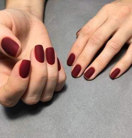 Dark Matte Red Nails