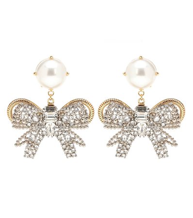 Miu Miu - Faux pearl and crystal earrings | Mytheresa