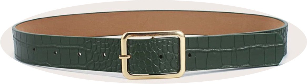 Green crocodile pattern belt