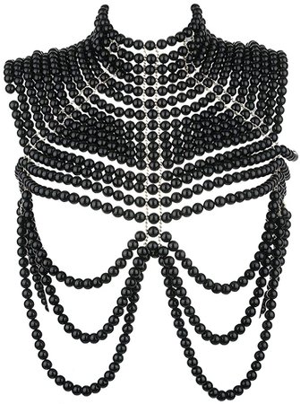 Amazon.com: BELLULULU Women's Pearl Body Chain Bra Sexy Bikini Body Chain-Shoulder Necklace Paris Fashion Body Chain Jewelry Show (Pearl-Black): Clothing