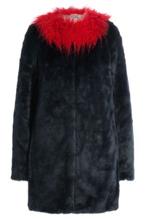 Faux Fur Coat with Contrast Collar Gr. UK 8