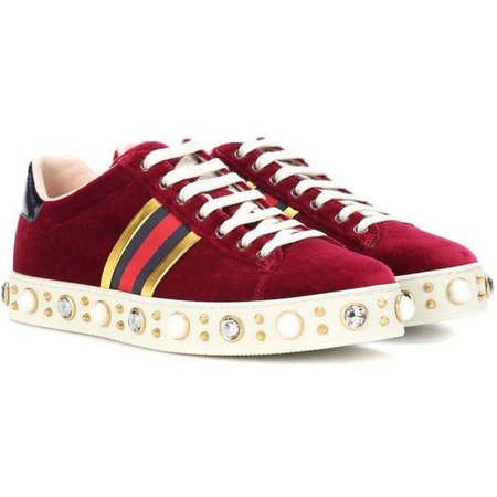 Gucci Sneakers - Sneaker New Ace With Pearls Bordeaux