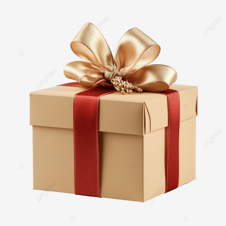 Empty Brown Beige Gift Box With Red And Gold Christmas Ornament, Present, Christmas Box, Gift Box PNG Transparent Image and Clipart for Free Download