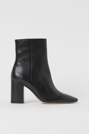 Leather Ankle Boots - Black