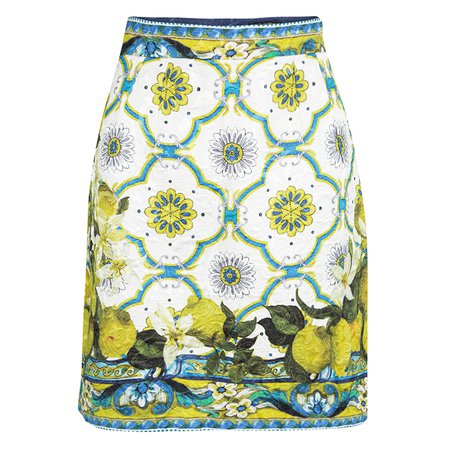 Dolce and Gabbana Lemon Printed Jacquard Skirt