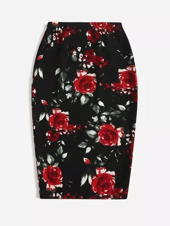 SHEIN Floral Print Pencil Skirt | SHEIN USA