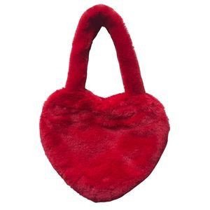 red heart fluffy bag