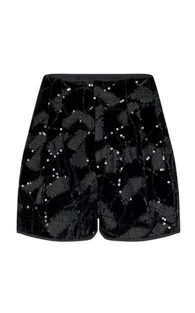 Anis Sequined Velvet-Jacquard Shorts by ROTATE | Moda Operandi