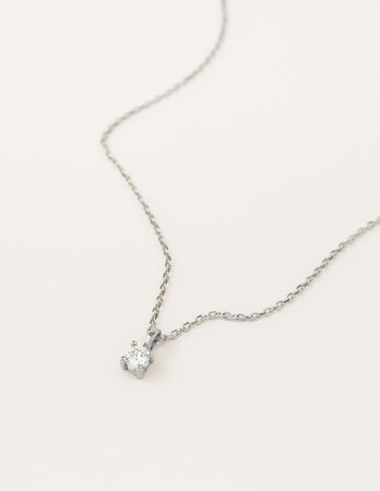 Solitaire Diamond Necklace - White Gold - Norrfolks
