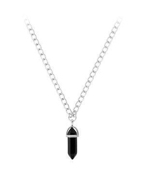 black crystal pendant necklace