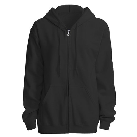 Hooded-Plain-Sweatshirt-Men-Women-Full-Zipper-Hoodie-3XL-Black