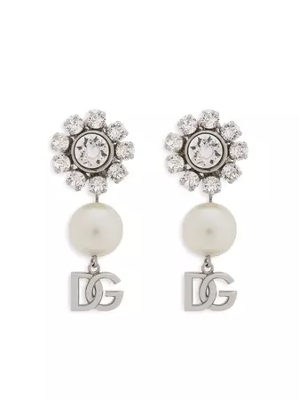 Dolce & Gabbana Rhinestone And Pearl Logo Earrings - Farfetch