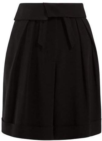 High Waist Crepe Bermuda Shorts - Womens - Black
