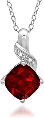 Amazon.com: Created Ruby and Natural Diamond Pendant-Necklace in Sterling Silver (2 1/2ct tgw) : Clothing, Shoes & Jewelry