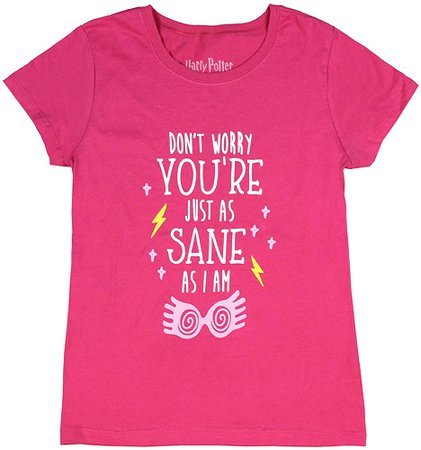 Amazon.com: Harry Potter Girls' Luna Lovegood You're Just As Sane As I Am Spectre Specs Youth T-Shirt Shirt (Medium) Hot Pink: Clothing