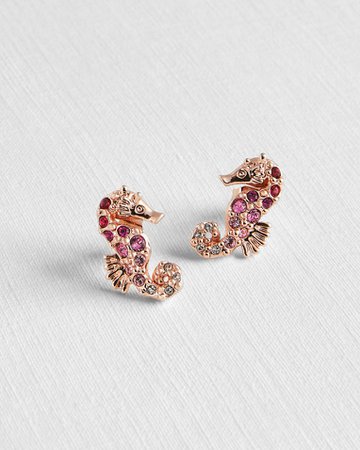 Seahorse earrings with crystals from Swarovski® - Pink | Jewellery | Ted Baker