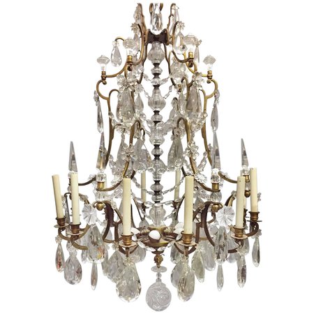 19th Century French Bronze and Crystal Chandelier For Sale at 1stDibs