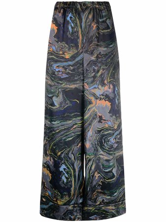 Fendi marble printed silk trousers - FARFETCH