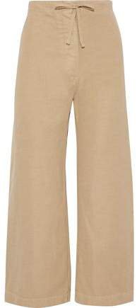 Natalia Cropped Cotton And Linen-blend Twill Wide-leg Pants
