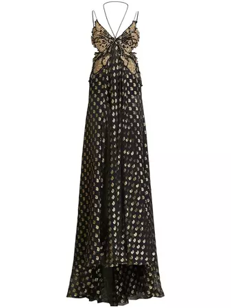 ETRO black gold Embellished Butterfly Dress gown