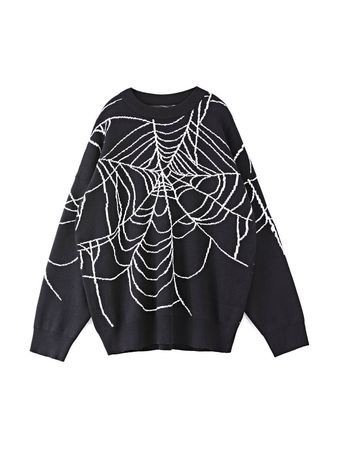 2022 Men's Spider Web Black Pullover Sweater Black M In Sweaters Online Store. Best For Sale | Emmiol.com
