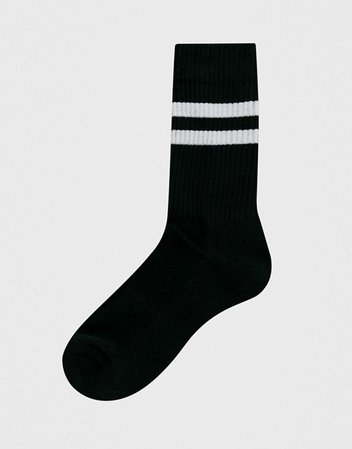 ASOS DESIGN 5 pack sport socks in black with white stripe save | ASOS