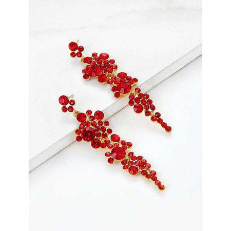 Earrings | Shop Women's Gold Rhinestone Design Drop Earrings at Fashiontage | 8683f11e-0-color-red