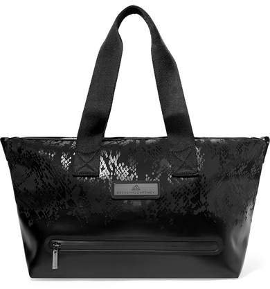Studio Snake-effect Faux Leather And Shell Tote - Black