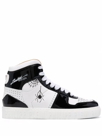 Shop Philipp Plein leather high-top trainers with Express Delivery - FARFETCH