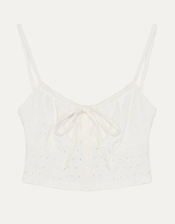 Top with buttons and knot detail - New - Bershka United States beige