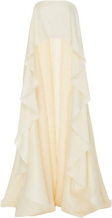 Brandon Maxwell Cape-Detailed Draped Satin Bustier Top Size: 0