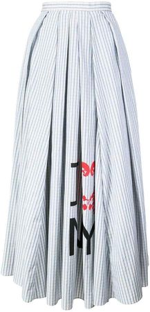 striped flared midi skirt