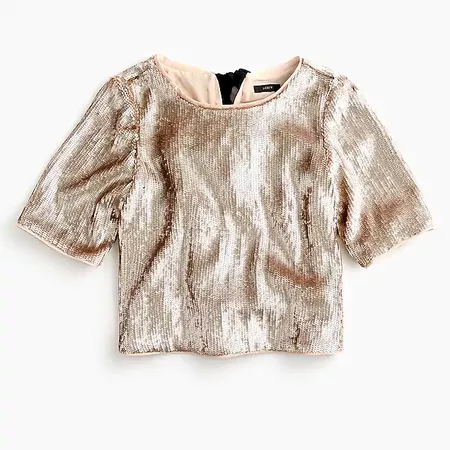 Cropped sequin top in rose gold - Women's Shirts | J.Crew