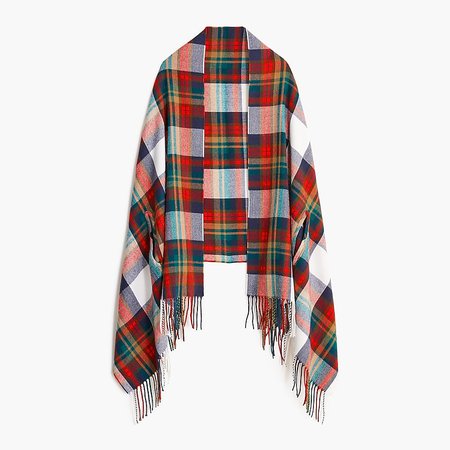 Factory: Plaid Cape-scarf For Women