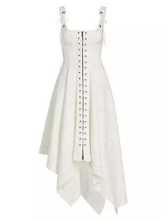 Shop Monse Denim Lace-Up Midi-Dress | Saks Fifth Avenue