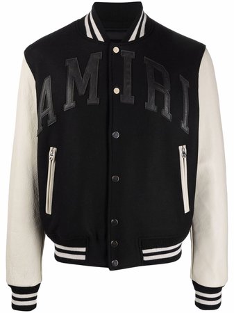 Shop AMIRI logo-appliqué varsity bomber jacket with Express Delivery - FARFETCH