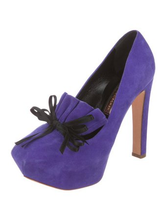 Rupert Sanderson Ruffle-Accented Square-Toe Pumps - Shoes - WRS21432 | The RealReal