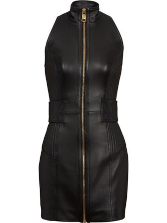 Balmain zip-up Leather Mini Dress