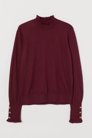 Knit Mock-turtleneck Sweater - Red