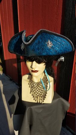 Blue Leather Tri Corner Pirate Hat - Etsy
