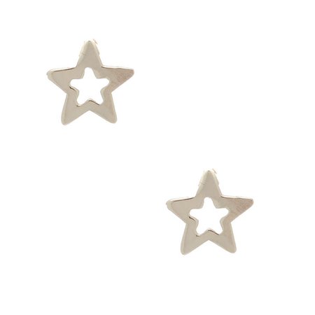 Sterling Silver Open Star Earrings | Claire's US